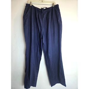 NWOT Ellos Women Dark Blue Linen Blend Pull On Wide Leg Lagenlook Pants size 22